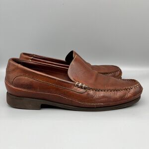 Cole Haan Loafer‎ Mens 10 M Brown Leather Brazil Stitching Casual Preppy Slip On